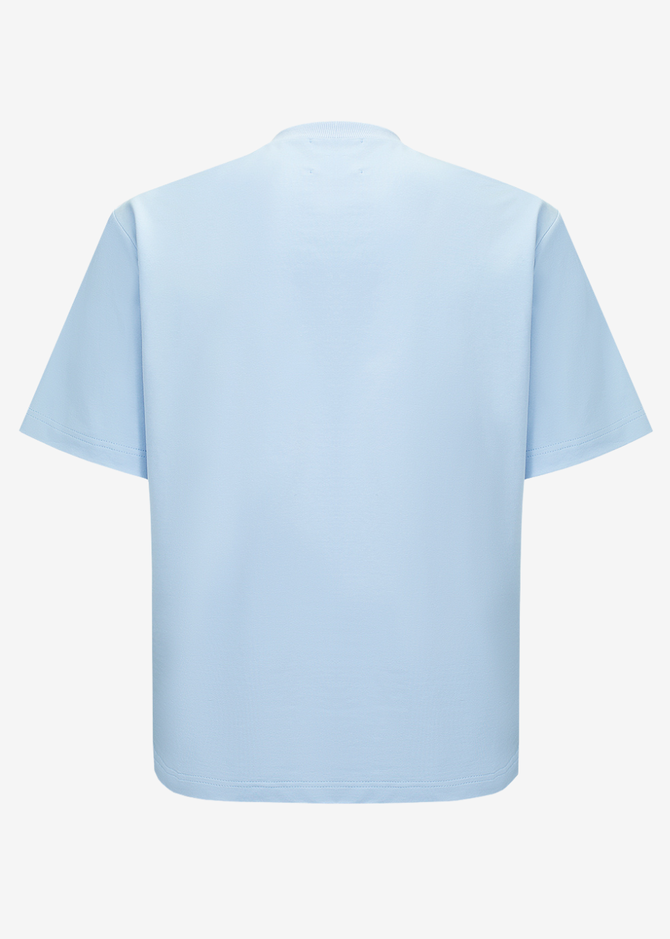 A light blue short-sleeve crewneck t-shirt shown from the back, displayed on a clean white background.