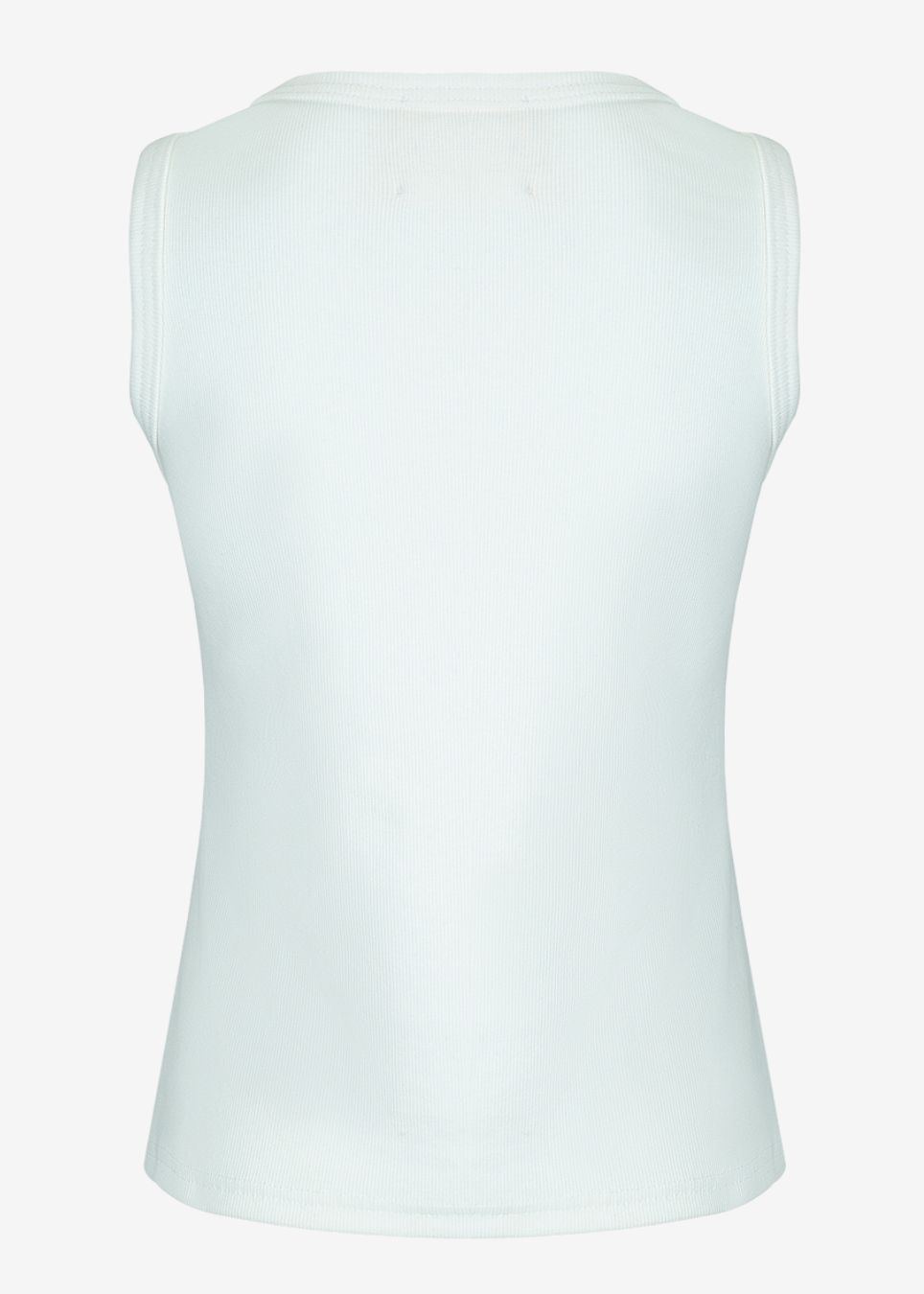 A sleeveless athletic tank top shown from the back, in a very pale mint green or light aqua color, against a plain light gray background.