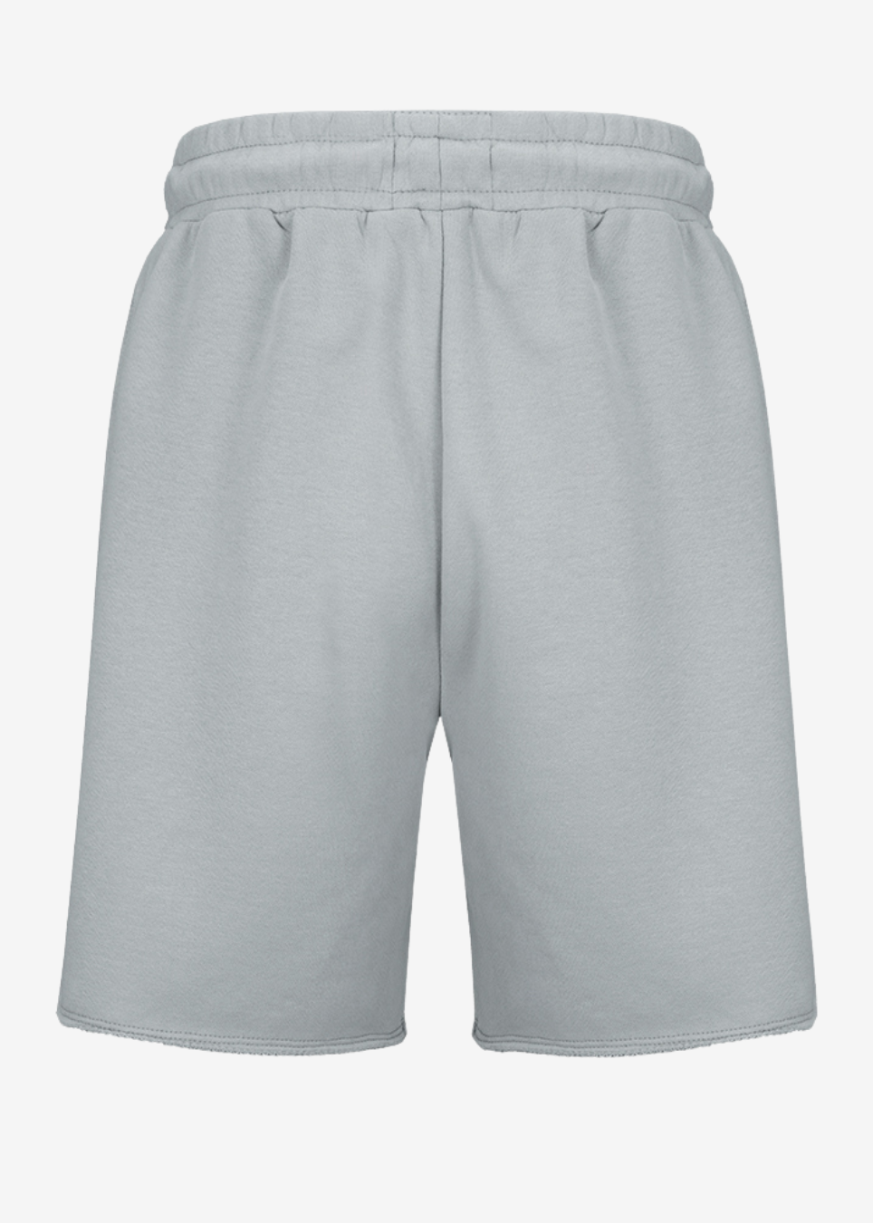 Light gray sweat shorts with an elastic waistband, shown from the back on a plain white background.